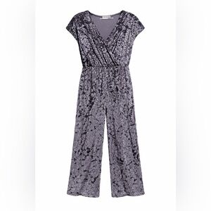 Urban Outfitters Crushed Velvet Jumpsuit in Gray Small/Petite